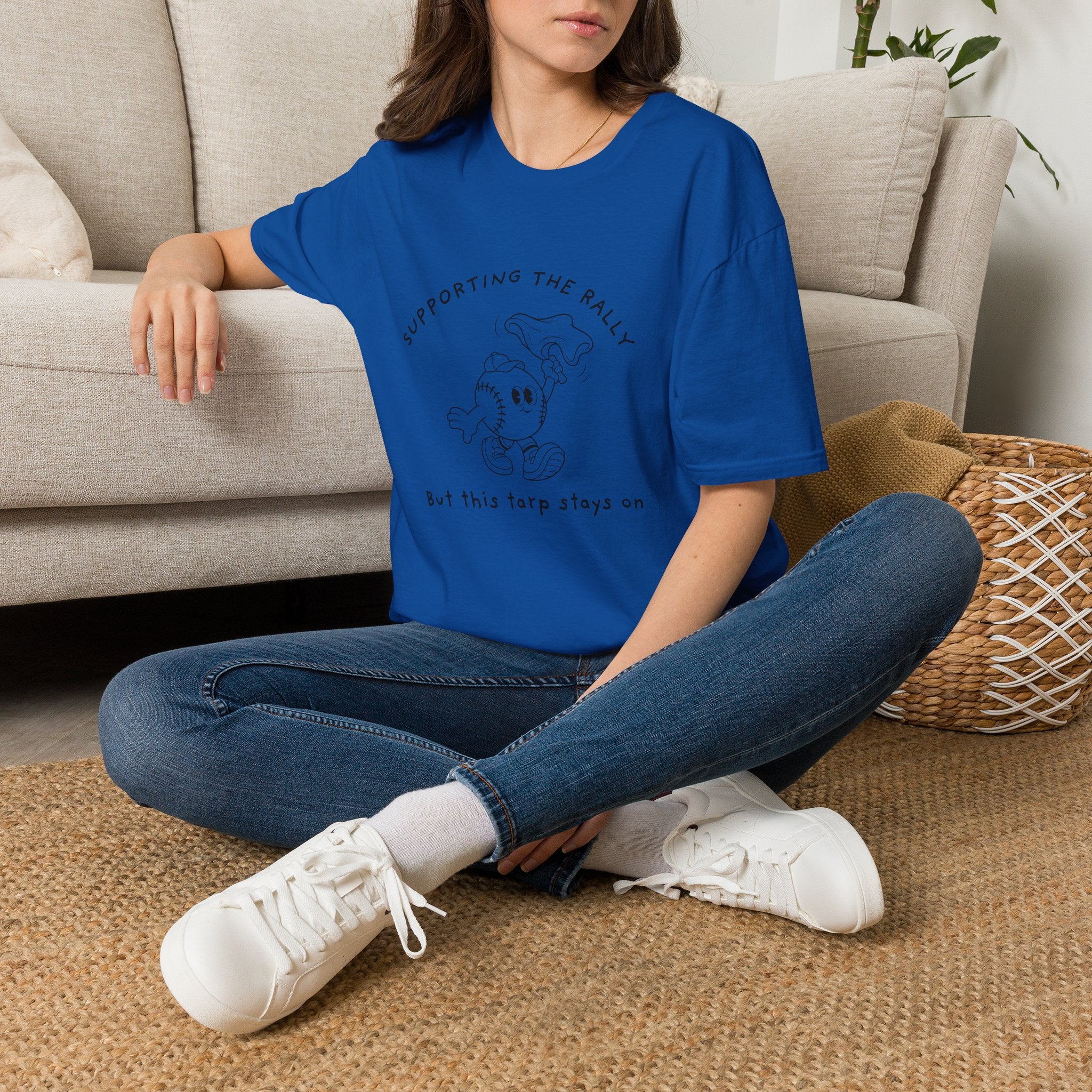 Tarps Off Rally Baseball Shirt | Funny Baseball Tee for Moms, Baseball Girls, and Men