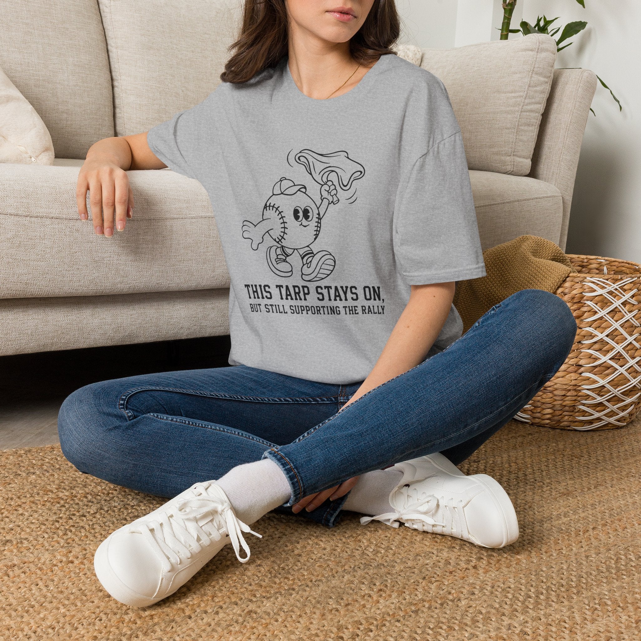 V.2 of Tarps Off Rally Baseball Shirt | Funny Baseball Tee for Moms, Baseball Girls, and Men