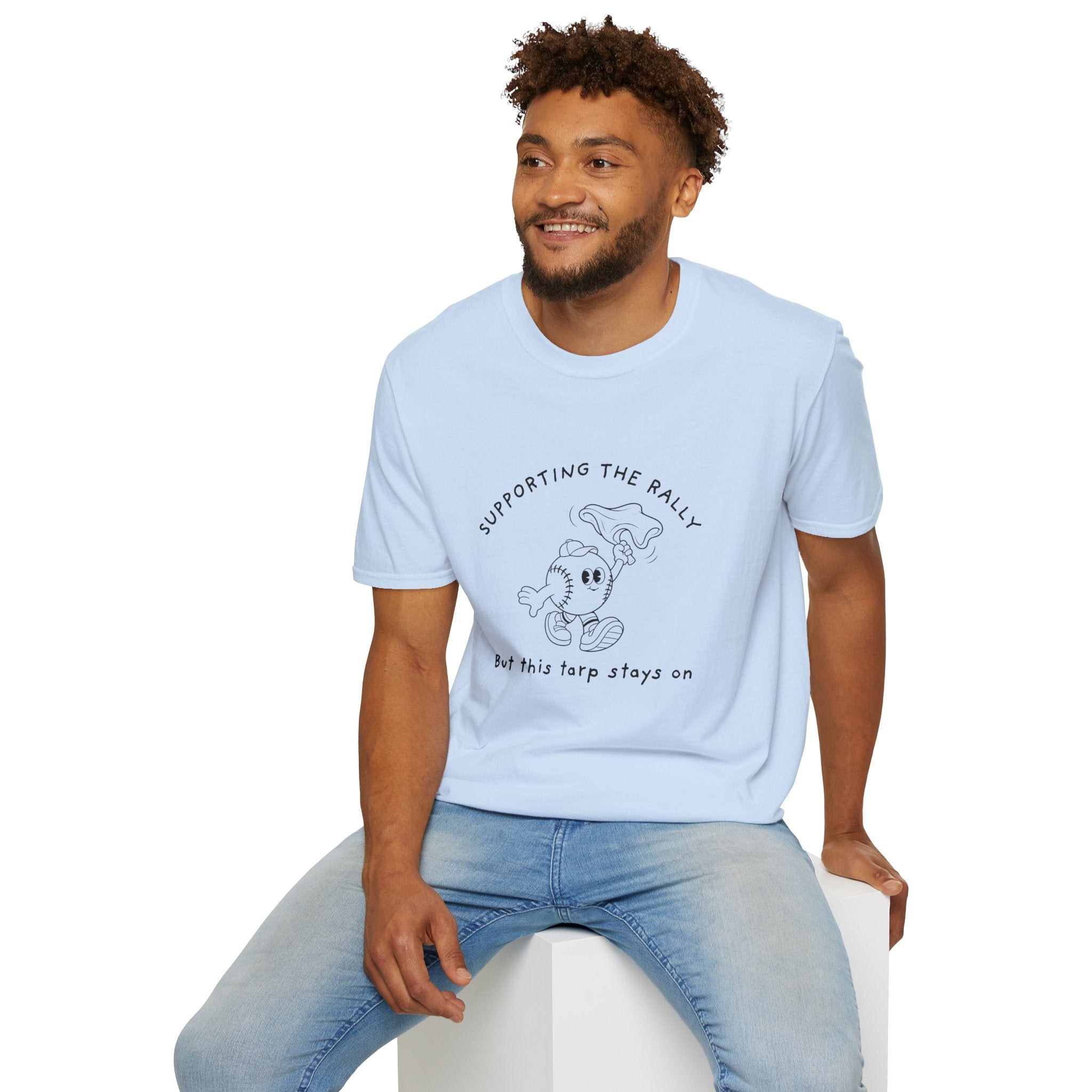 Tarps Off Rally Baseball Shirt | Funny Baseball Tee for Moms, Baseball Girls, and Men