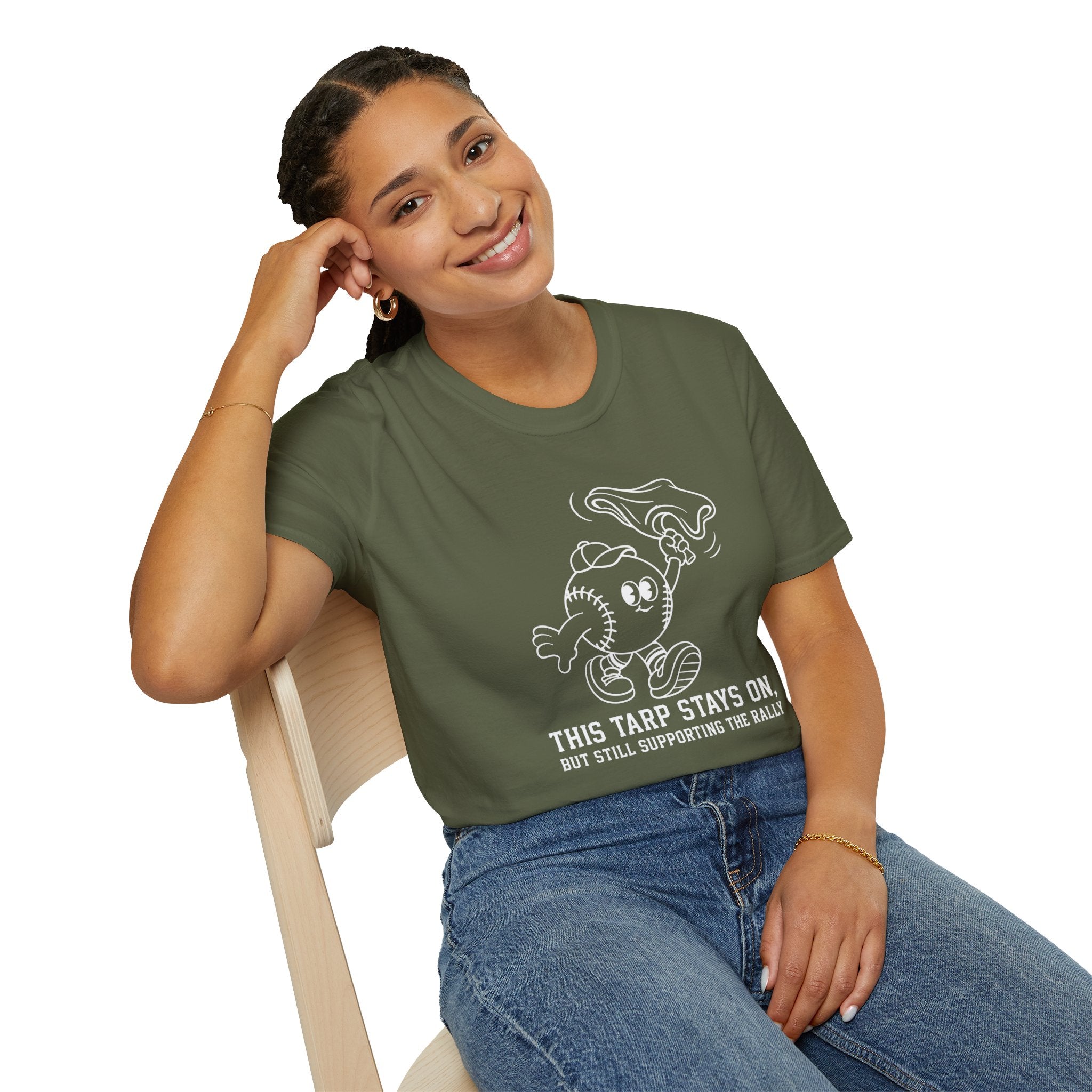 V.2 of Tarps Off Rally Baseball Shirt | Funny Baseball Tee for Moms, Baseball Girls, and Men