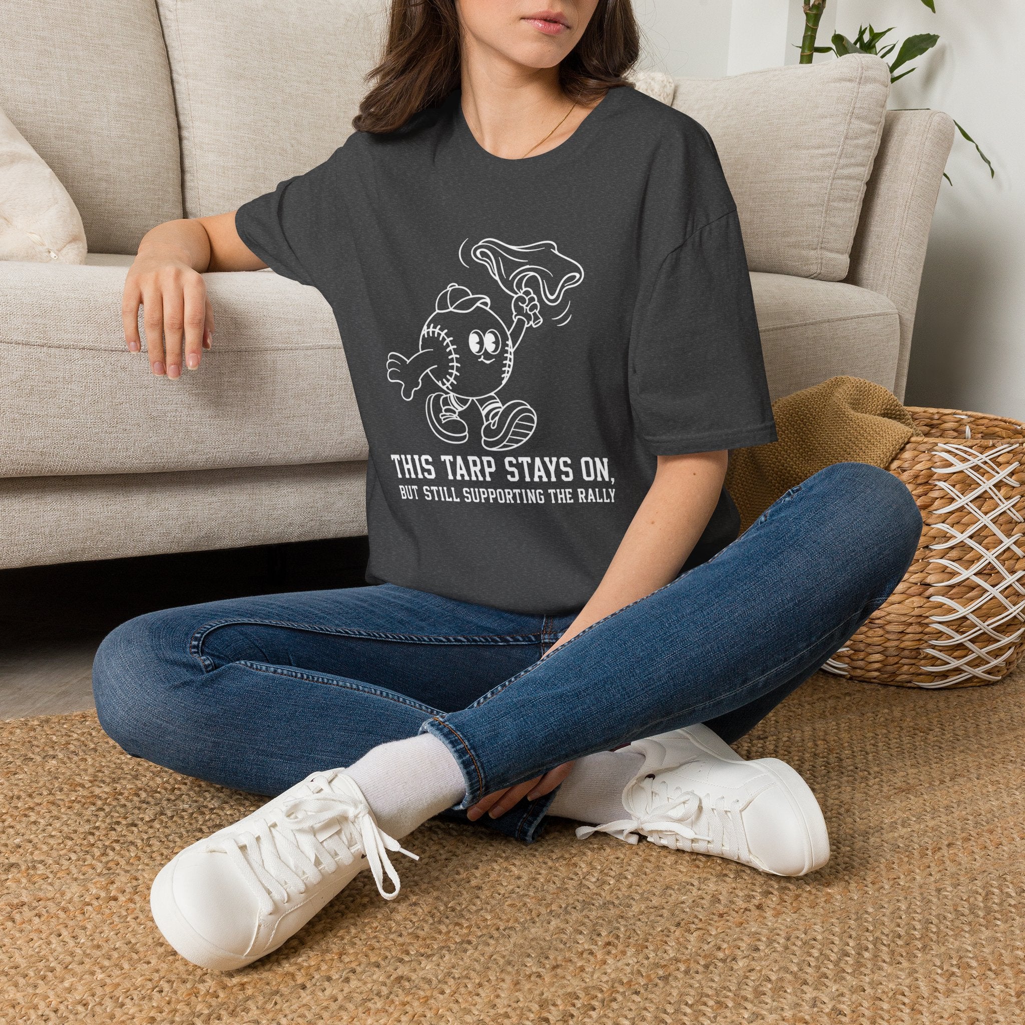 V.2 of Tarps Off Rally Baseball Shirt | Funny Baseball Tee for Moms, Baseball Girls, and Men