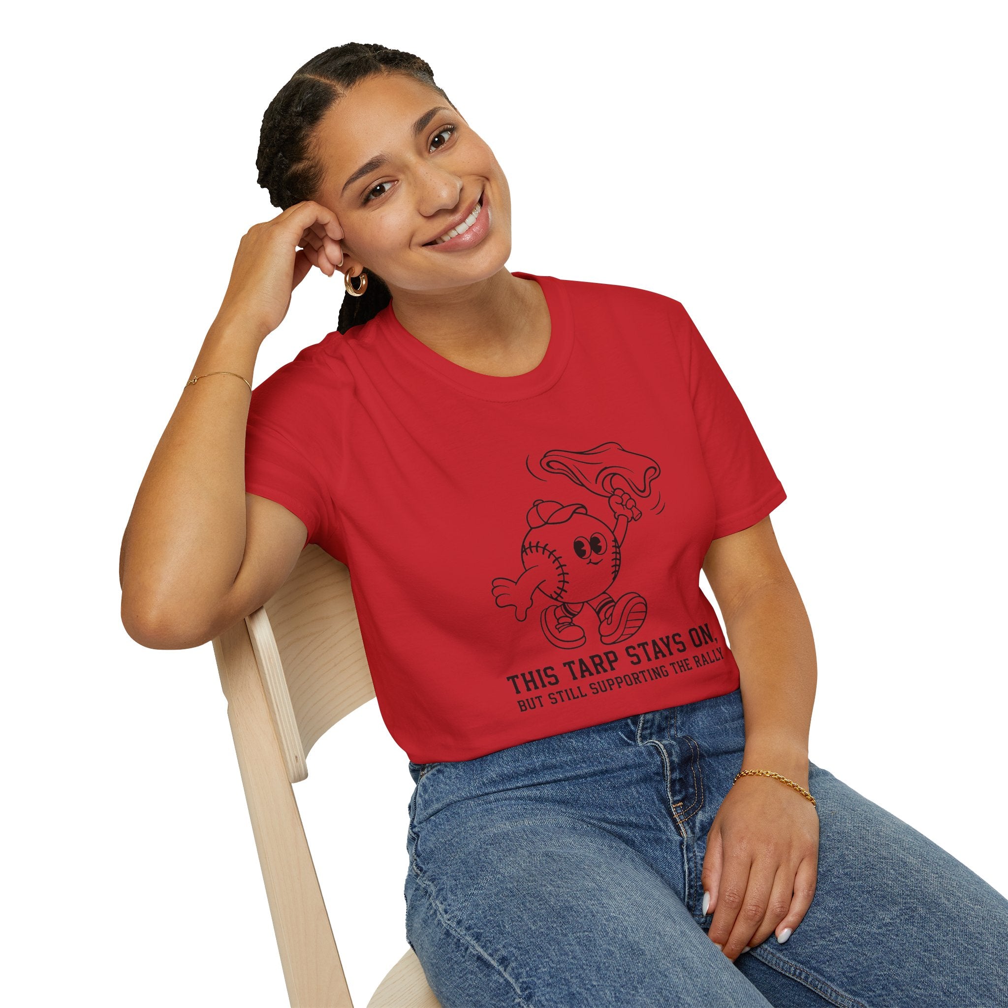 V.2 of Tarps Off Rally Baseball Shirt | Funny Baseball Tee for Moms, Baseball Girls, and Men