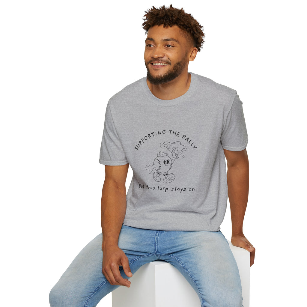 Tarps Off Rally Baseball Shirt | Funny Baseball Tee for Moms, Baseball Girls, and Men