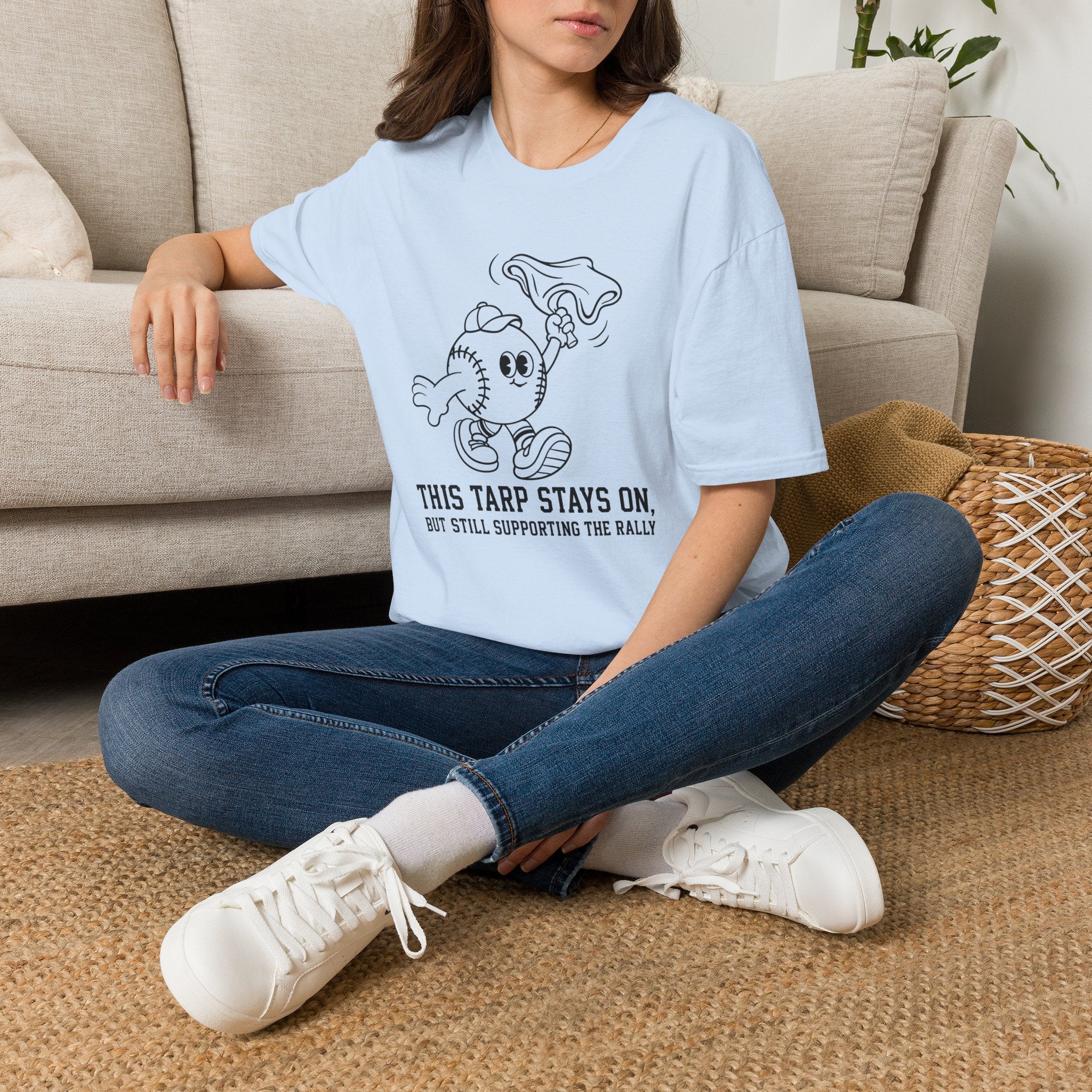 V.2 of Tarps Off Rally Baseball Shirt | Funny Baseball Tee for Moms, Baseball Girls, and Men