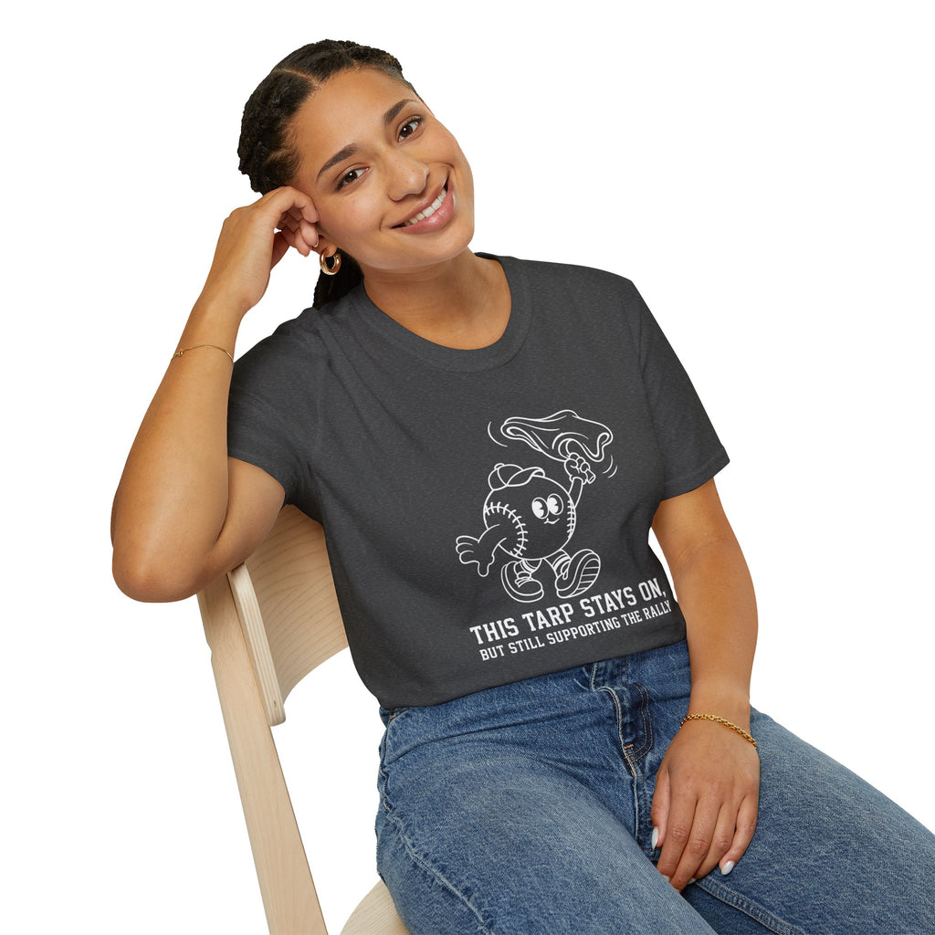 V.2 of Tarps Off Rally Baseball Shirt | Funny Baseball Tee for Moms, Baseball Girls, and Men