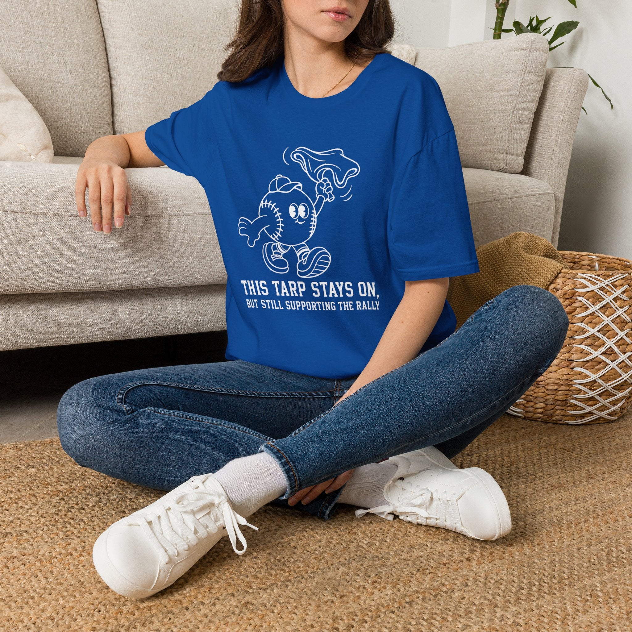 V.2 of Tarps Off Rally Baseball Shirt | Funny Baseball Tee for Moms, Baseball Girls, and Men