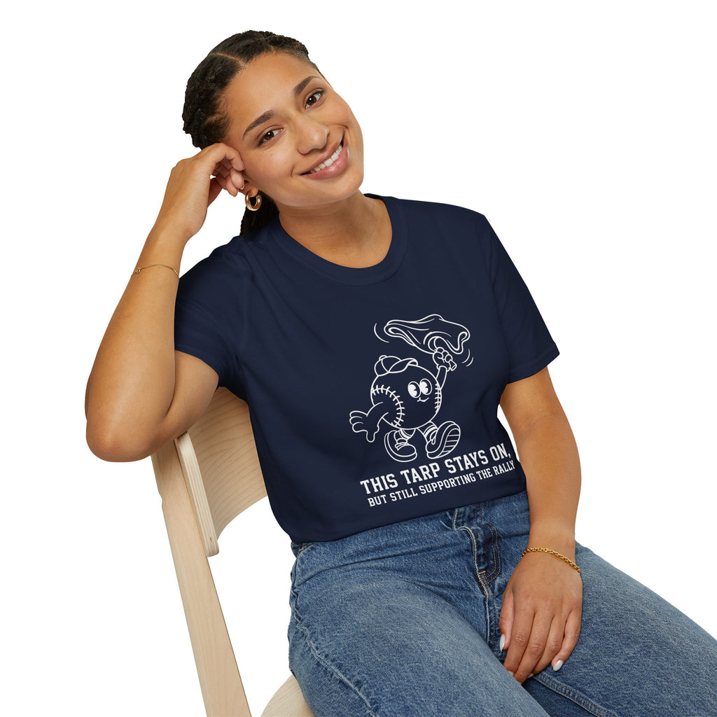 V.2 of Tarps Off Rally Baseball Shirt | Funny Baseball Tee for Moms, Baseball Girls, and Men