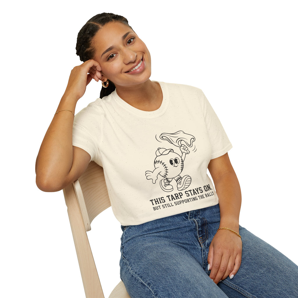 V.2 of Tarps Off Rally Baseball Shirt | Funny Baseball Tee for Moms, Baseball Girls, and Men