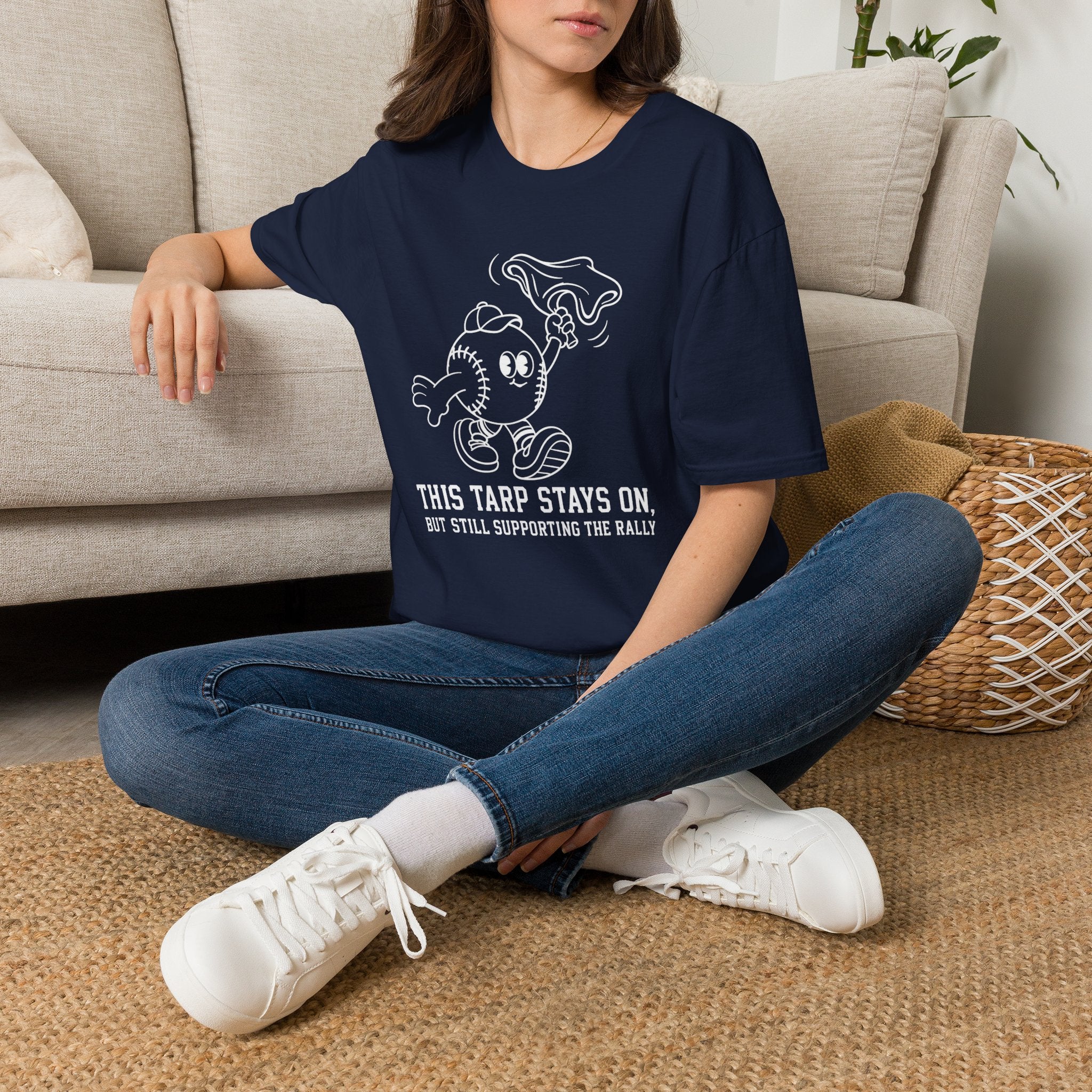 V.2 of Tarps Off Rally Baseball Shirt | Funny Baseball Tee for Moms, Baseball Girls, and Men