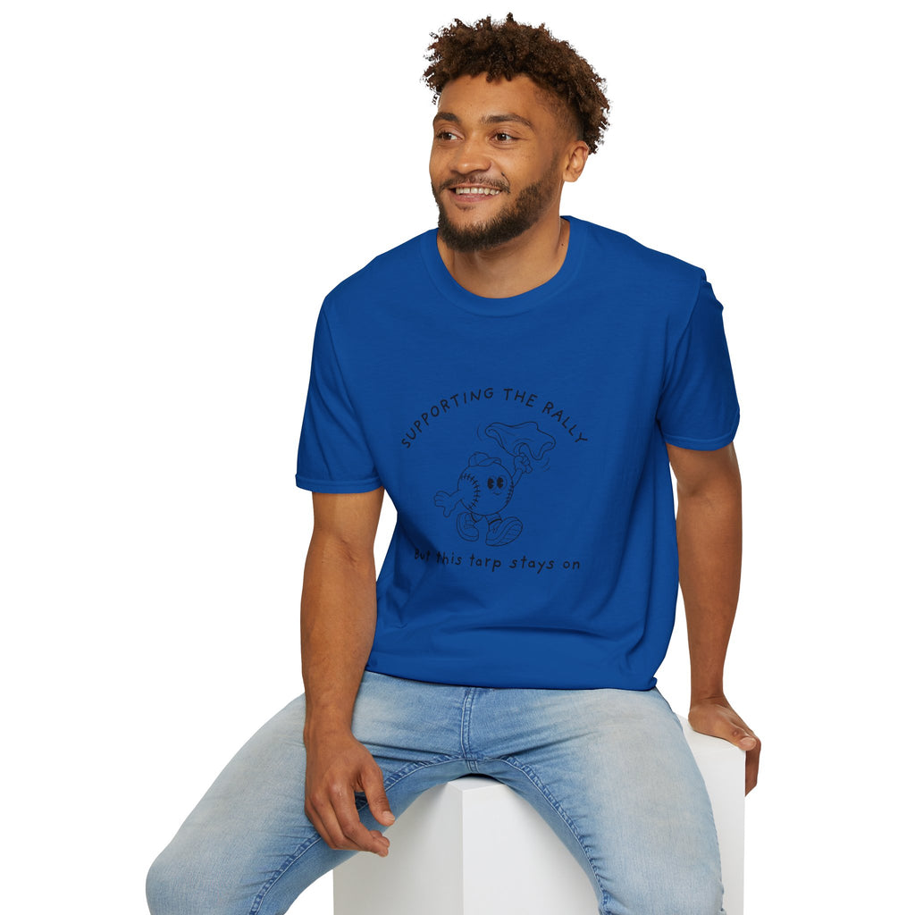 Tarps Off Rally Baseball Shirt | Funny Baseball Tee for Moms, Baseball Girls, and Men