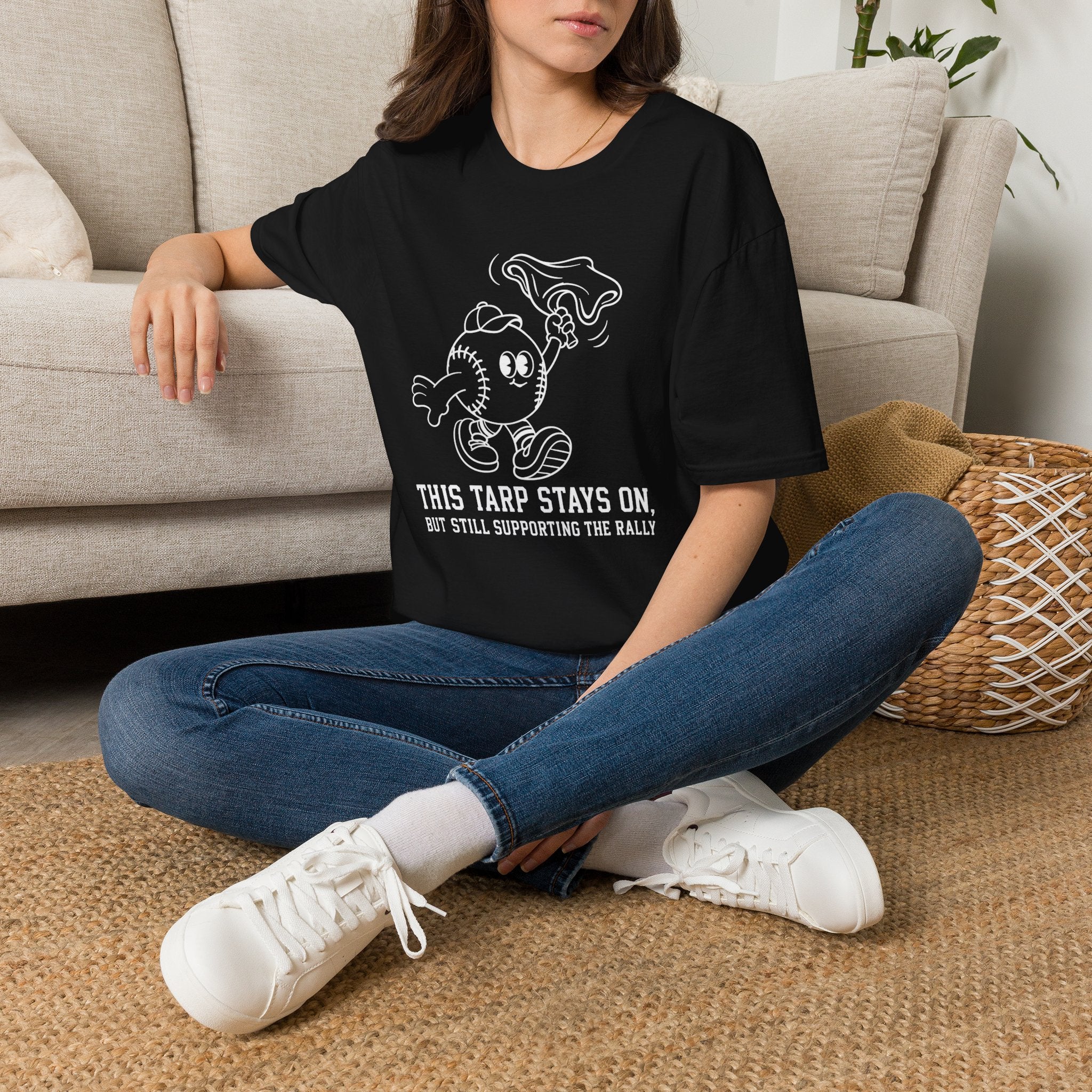 V.2 of Tarps Off Rally Baseball Shirt | Funny Baseball Tee for Moms, Baseball Girls, and Men