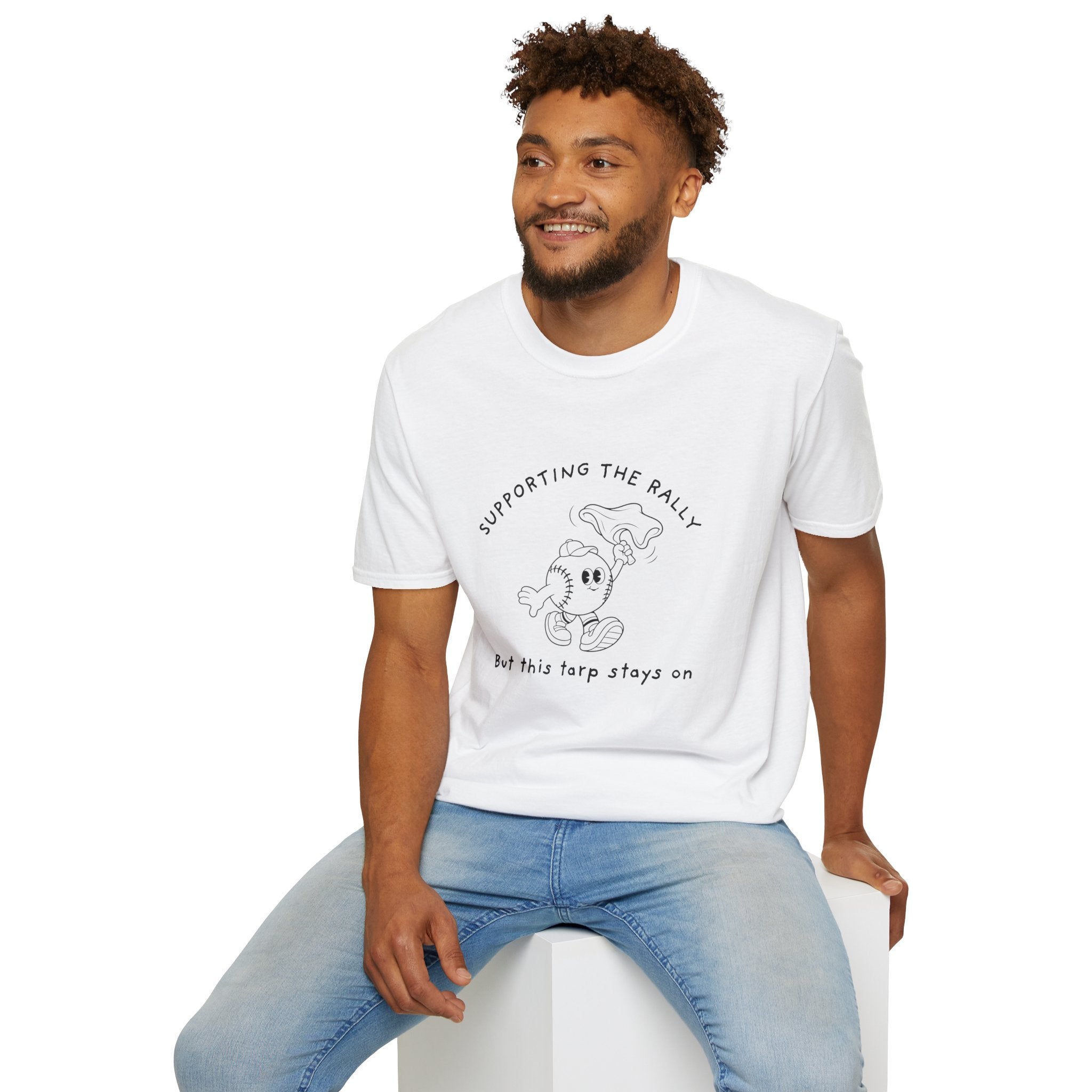 Tarps Off Rally Baseball Shirt | Funny Baseball Tee for Moms, Baseball Girls, and Men