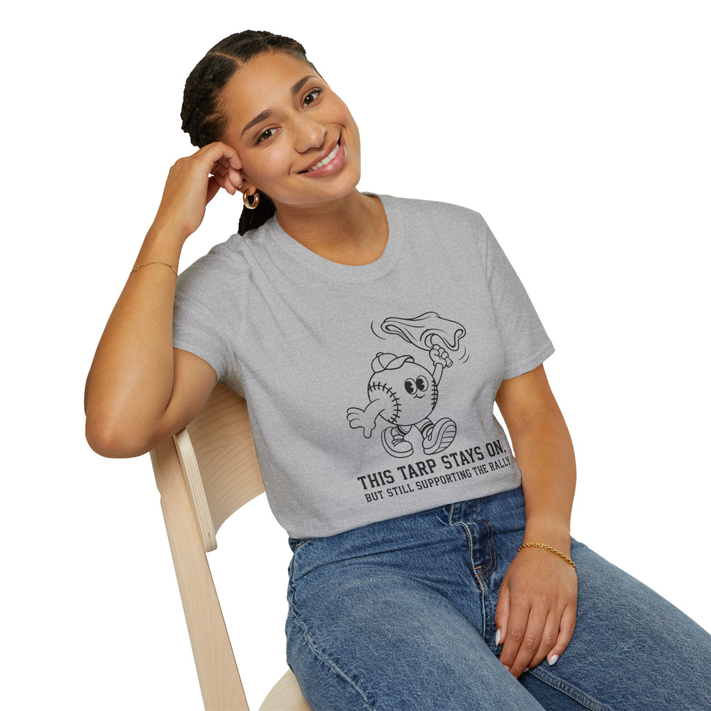 V.2 of Tarps Off Rally Baseball Shirt | Funny Baseball Tee for Moms, Baseball Girls, and Men