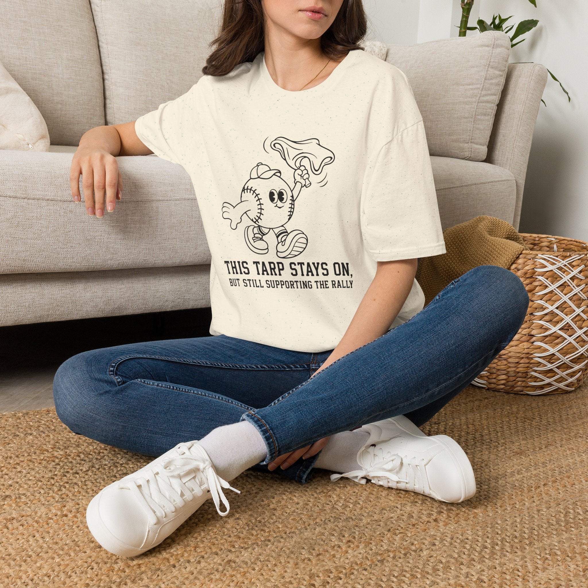 V.2 of Tarps Off Rally Baseball Shirt | Funny Baseball Tee for Moms, Baseball Girls, and Men